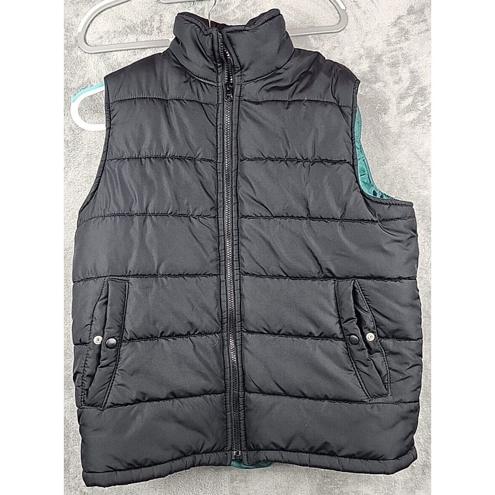 Gap Mens Puffer Vest Size S Black Green Liner Insulated Sleeveless Jacket
